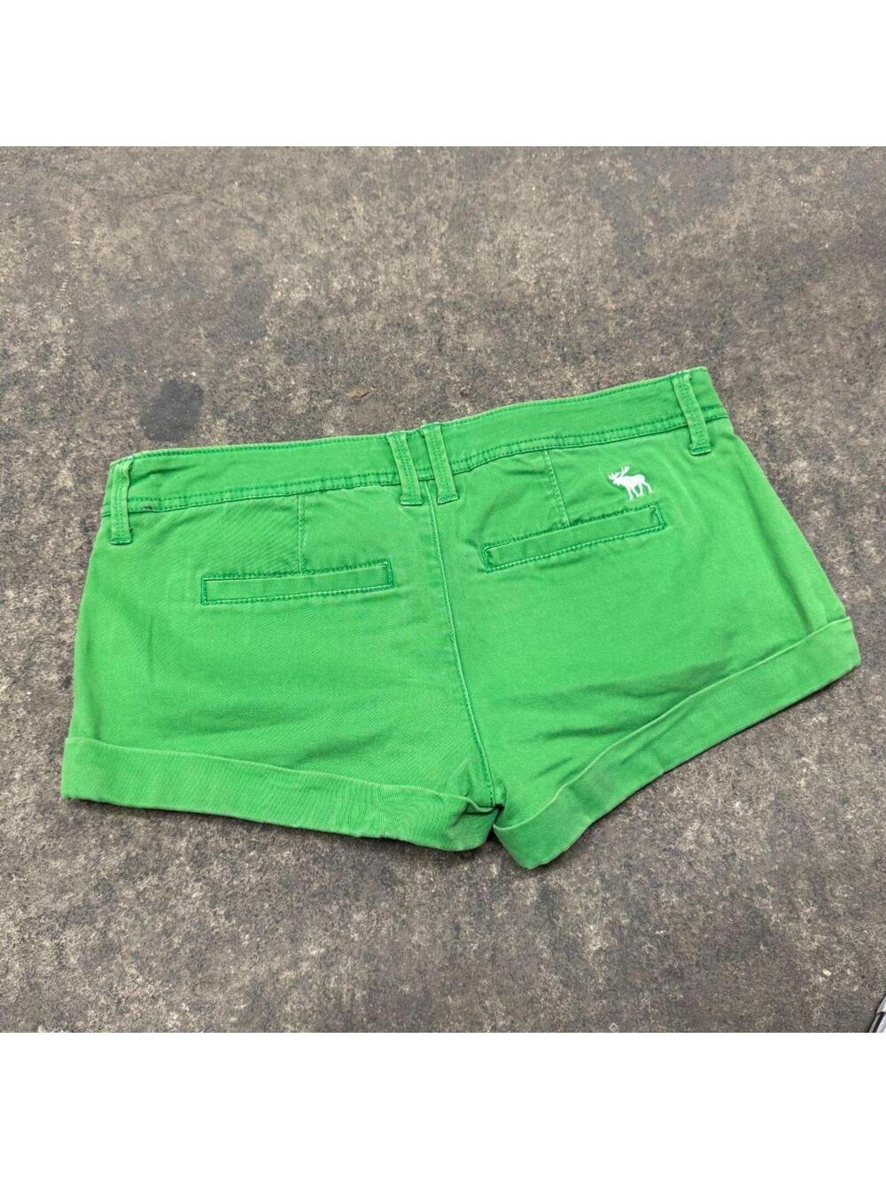 Vintage Y2K Abercrombie & Fitch Low Rise Green Mini Shorts - Picture 2 of 7